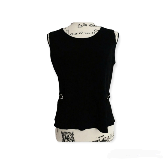 Womens sz 6 Black silver Buckle slit sides Ronnie nicole top Ladies shirt - Picture 8 of 8